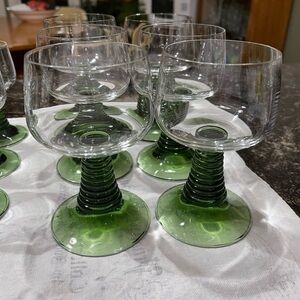 Luminarc-France Crystal D’Arques green beehive Roemer glasses